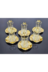 Ensemble de thé turc premium Odin avec cuillères en forme de papillon et soucoupes en métal - Ensemble de 18 pièces