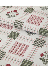 Floral Grid Cotton Double Duvet Cover Set   Rose Dry