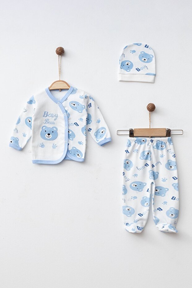 Baby Bear 3-Piece Newborn Bodysuit Set with Hat & Pants (0-3 Months)