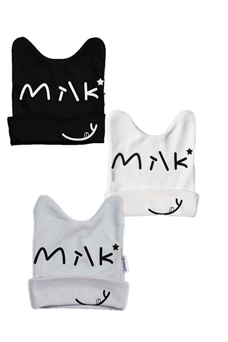 Milk Design Cotton Baby Beanie Set 3-Pack