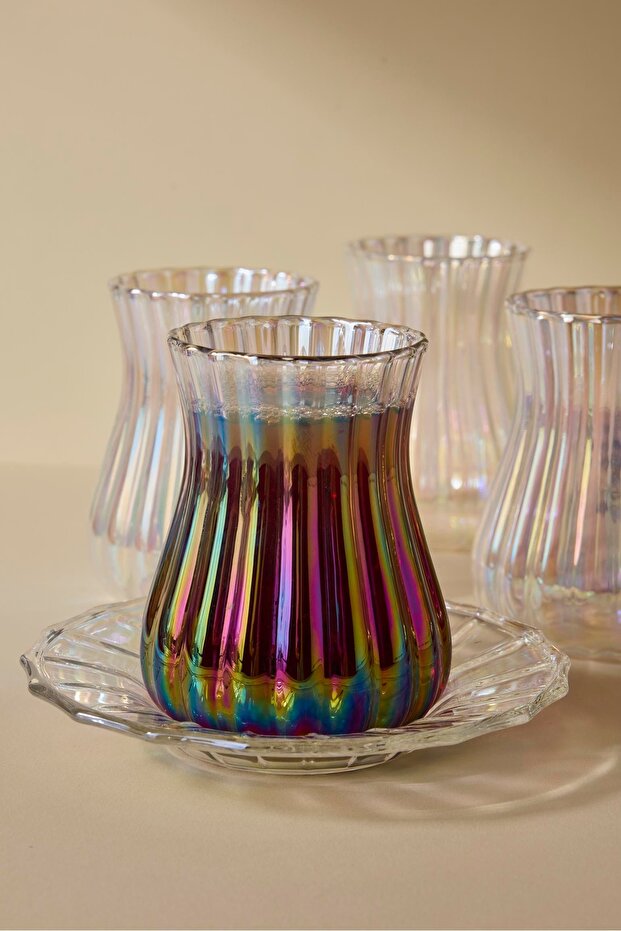 Luster Borosilicate Glass Tea Set - 12 Pieces, 170ml