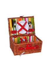 2-Person Wicker Picnic Basket with Insulated Lining & Accessories