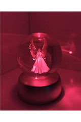 Angel Figurine LED Light Glass Sphere with Stand - 8.5 cm Height