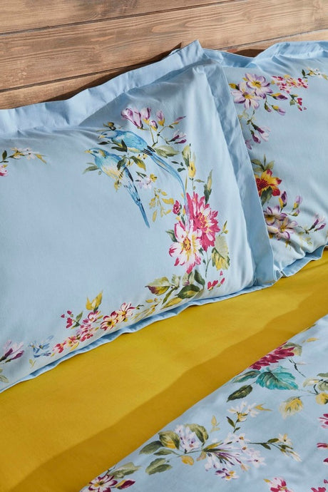 Jolie 100% Cotton Double Duvet Cover Set - Floral Blue