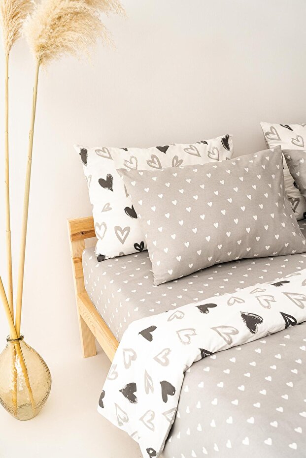 Lover 100% Cotton Single Duvet Cover Set - Heart Pattern