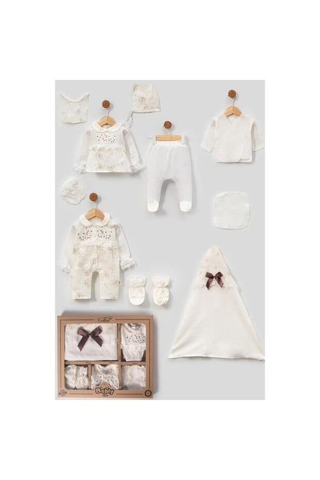 Luxury Muslin Lace Newborn Baby Hospital Outfit Set - 10 Pieces