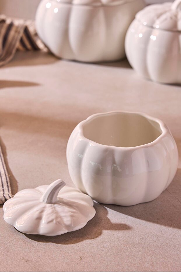 Pumpkin Porcelain Decorative Storage Jars - 3-Piece Multi-Purpose Set