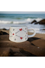 Hand-Painted Ceramic Mug - Hearts & Daisies Design, 200ml