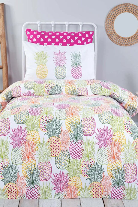 Single 100% Cotton Tropical Pineapple Pique Bedding Set