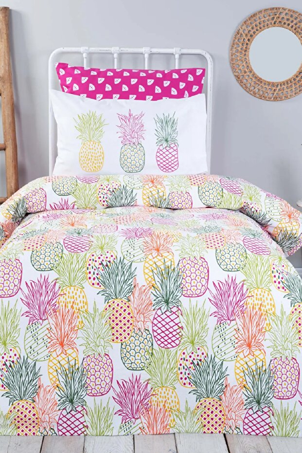Single 100% Cotton Tropical Pineapple Pique Bedding Set