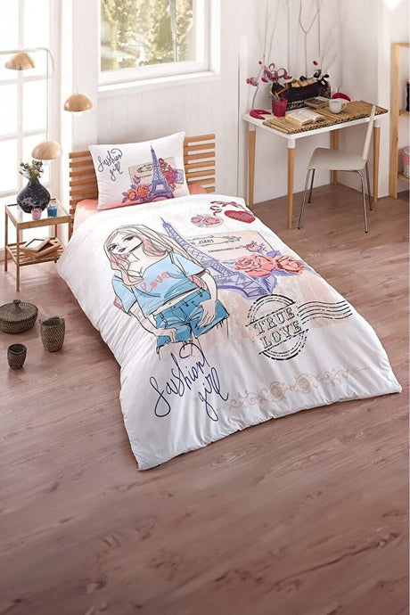 Fashion Girl Single Duvet Cover Set - Trendy & Chic