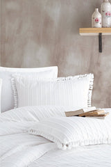 100% Cotton Tasseled Double Duvet Cover Set - 200x220cm