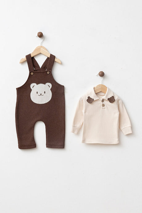 Baby Boy Cute Bear 2-Piece Bodysuit & Overalls Set - 3-6 Months