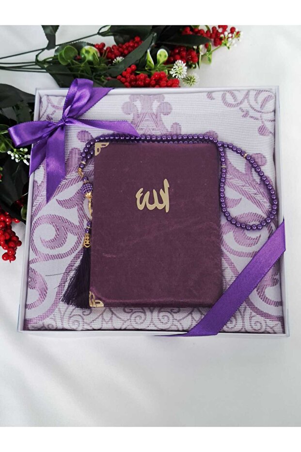 Velvet Yasin, Pearl Tesbih & Prayer Mat Gift Set