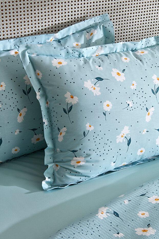 Daisy 100% Cotton Double Pique Bedding Set - Mint