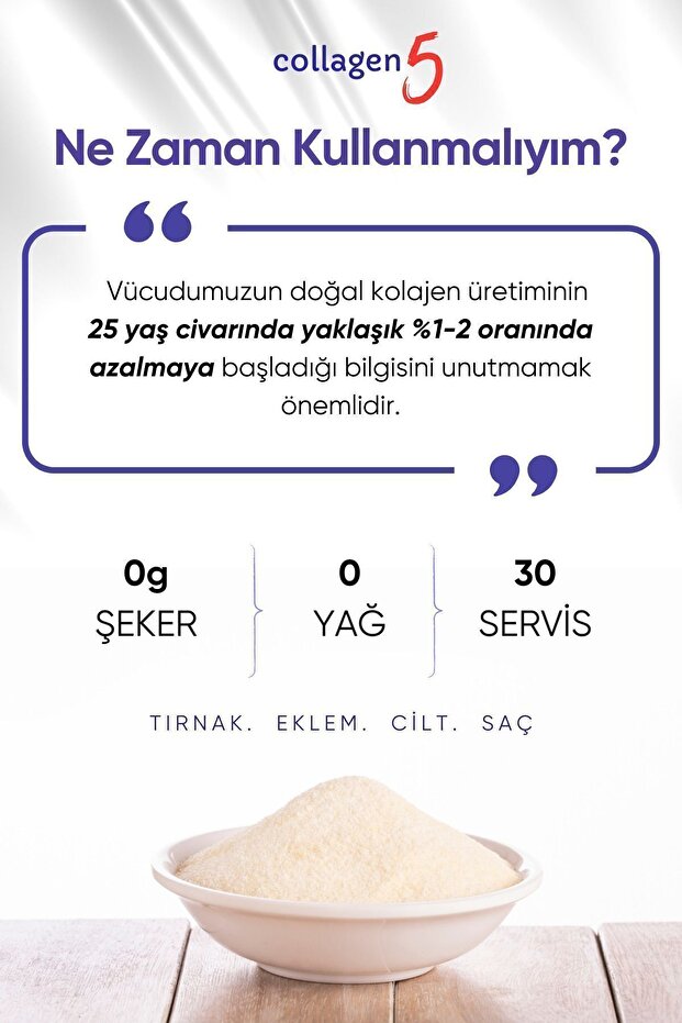 5-typové peptidy hovězího kolagenu v prášku - 30 porcí