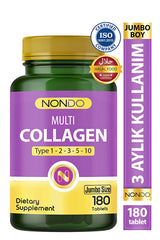 Multi Collagen - Type 1-2-3-5-10, 180 Halal Tablets