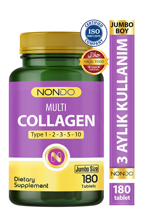 Multi Collagen - Type 1-2-3-5-10, 180 Halal Tablets