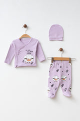 Newborn Baby 3-Piece 100% Cotton Little Lambs Outfit Set 0-3 Months