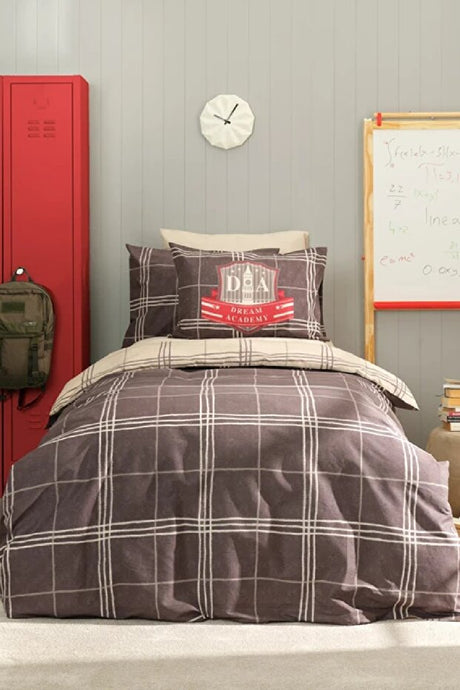 Young Dream Academy Anthracite 100% Cotton Single Duvet Cover Set
