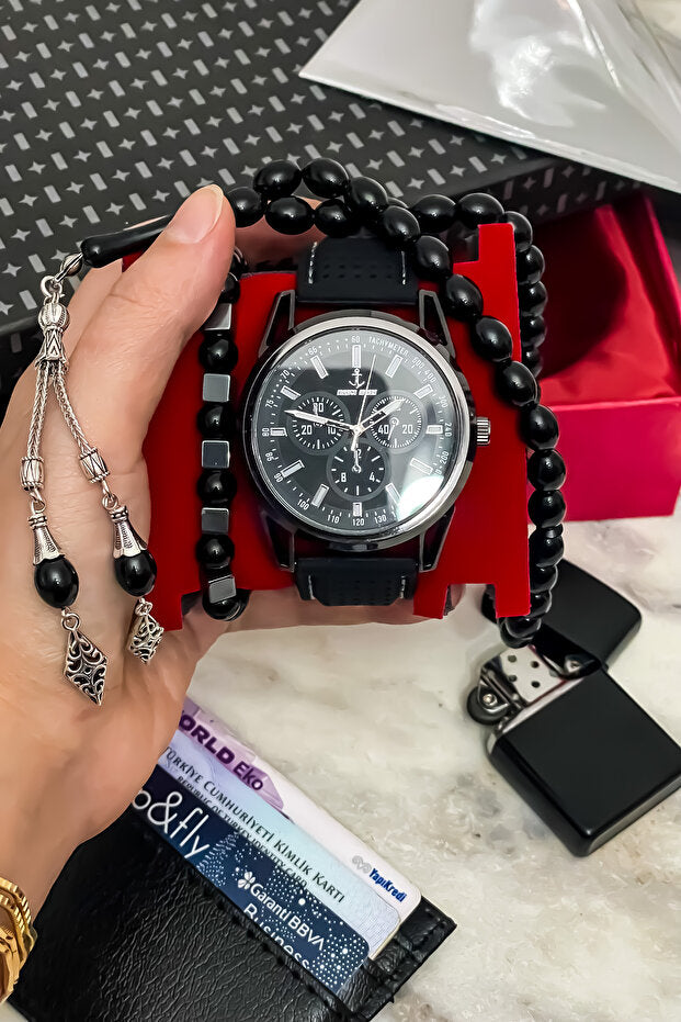 Men's Gift Set - Watch, Lighter, Prayer Beads & Card Holder