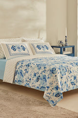 Asul Double Duvet Cover Set - Blue Floral, 100% Cotton