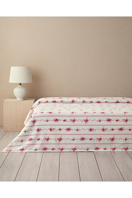 Double Size Quilt - Floral Line Pink Cotton