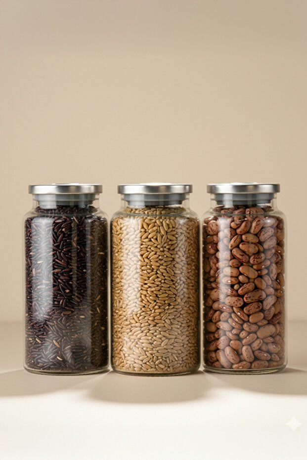 1400ml Glass Storage Jar Set with Metal Lids - 3 Pieces