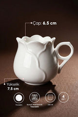 Pure Rose 4-Piece Pure White Porcelain 230ml Mug Set