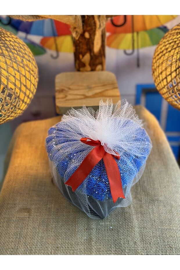 Romantic Gift Box Set with Blue Roses, Angel Necklace & Snow Globe
