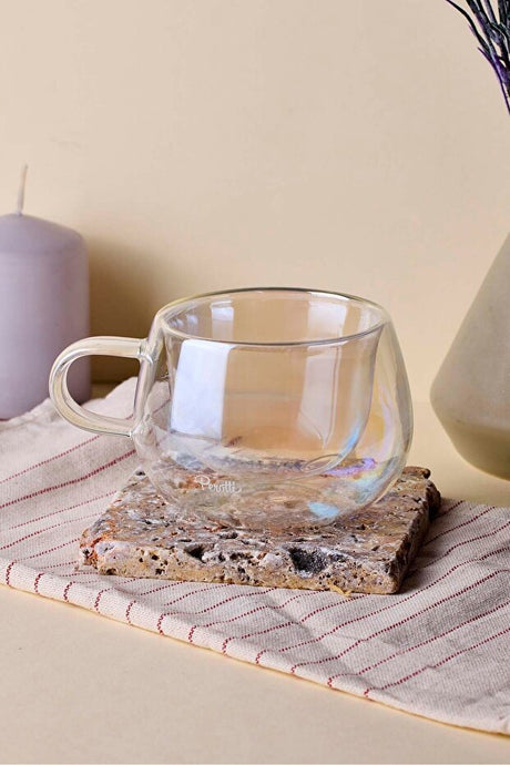 Double Wall Insulated Glass Mug - 150ml Capacity