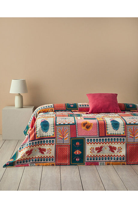 Tropic Patch Single Cotton Bedspread - Pink