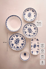 6-Person 27-Piece Ceramic Dinnerware Set - Vintage Blue Floral