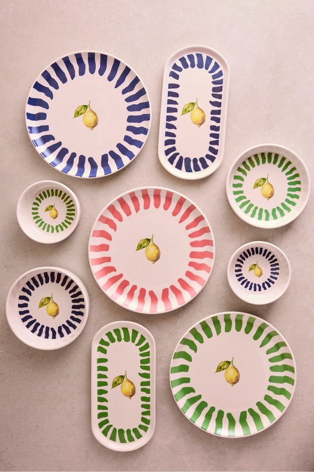 14-Piece Ceramic Breakfast Set - Lemon Patterned Design