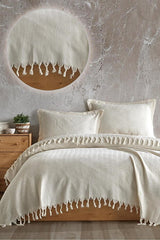 Berlino Double Pique - 200x230 cm, Striped & Tasseled