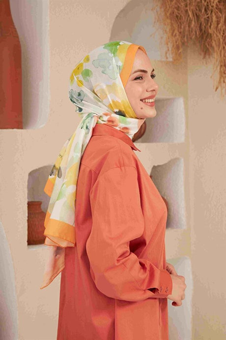 Comfort Floral Cotton Shawl - Soft & Lightweight, Orange