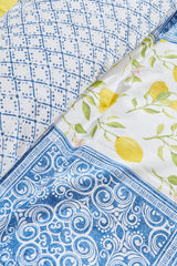 Addie 100% Cotton Double Duvet Cover Set - Lemon & Tile