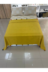 Double Size Pom-pom Cotton Pique Set - Mustard Yellow