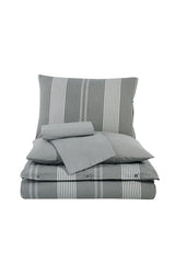 Double Duvet Cover Set - 6 Piece Striped Cotton Blend
