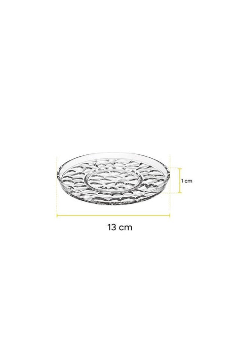 Ringo Stone Luster Glass Tea Saucer Set - 6 Pieces, 13cm