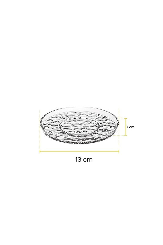 Ringo Stone Luster Glass Tea Saucer Set - 6 Pieces, 13cm