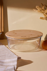 1300ml Round Glass Storage Jar with Airtight Bamboo Lid