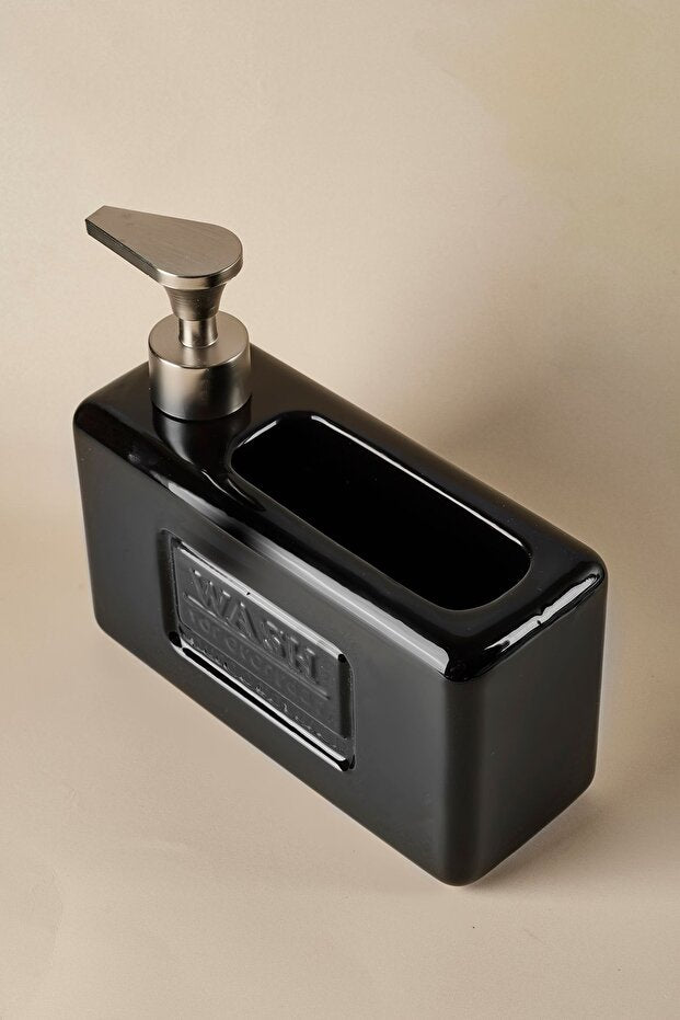 Modern Porcelain Liquid Soap Dispenser with Sponge Holder - 750ml