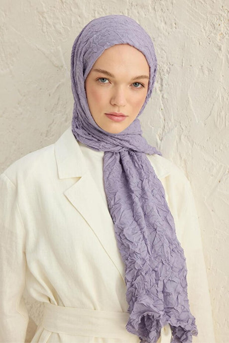 Lavender Voile Crinkle Scarf, Iron-Free