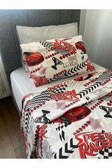 Single Car Print Duvet Cover Set with Fitted Sheet