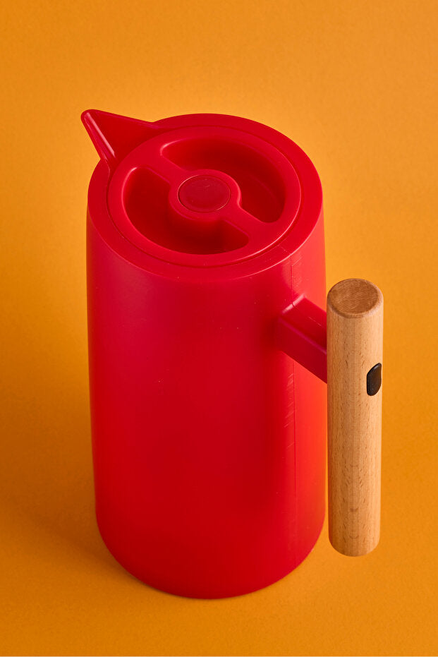 Nordic Style Vacuum Thermos - 1000ml Capacity, Red