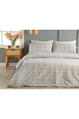 Easy Iron Single Duvet Cover Set - 160x220 cm Pink-Mustard