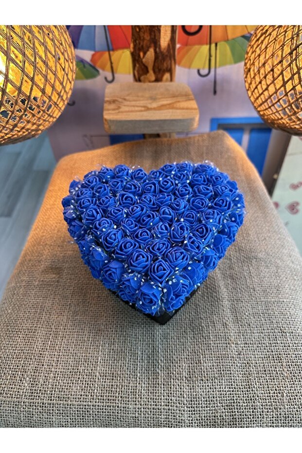 Romantic Gift Box Set with Blue Roses, Angel Necklace & Snow Globe