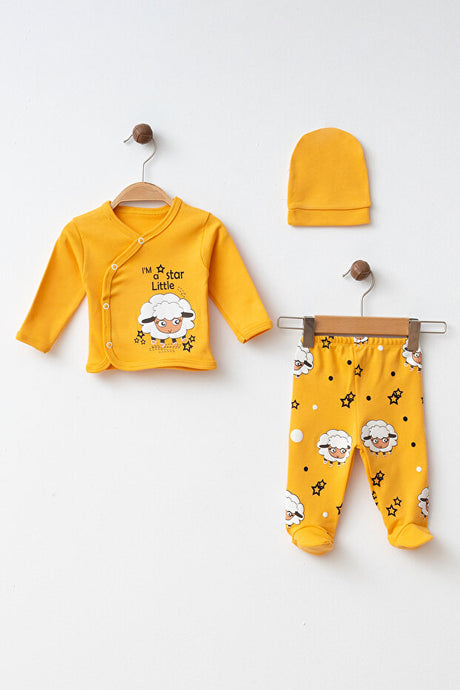 Newborn Baby Little Lambs 3-Piece 100% Cotton Hospital Exit Set