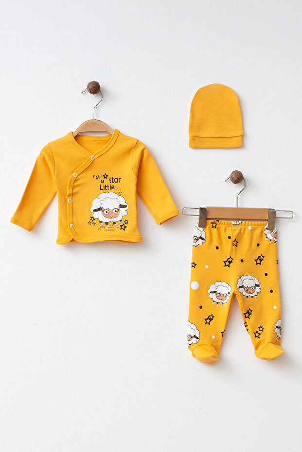 Newborn Baby Little Lambs 3-Piece 100% Cotton Hospital Exit Set